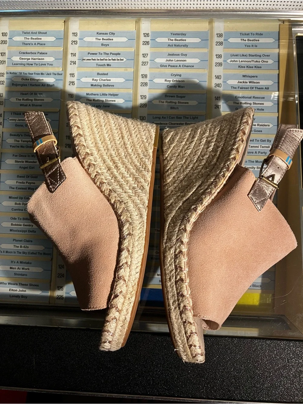 Toms Spanish Villa Blush Suede Peep-Toe Espadrille Wedge Sandals